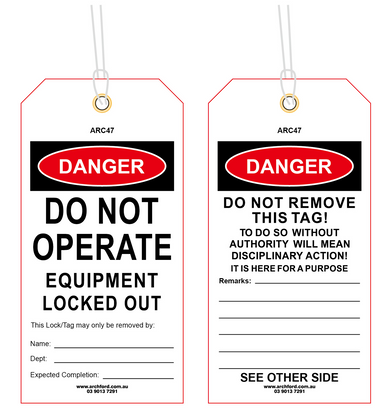 Equipment Locked Out Tag