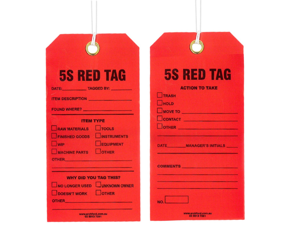 5S Red Tearproof Poly Tag