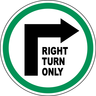 Right Turn Only Floor Sign