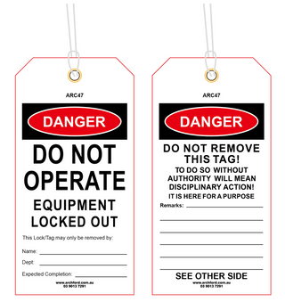 Equipment Locked Out Tag