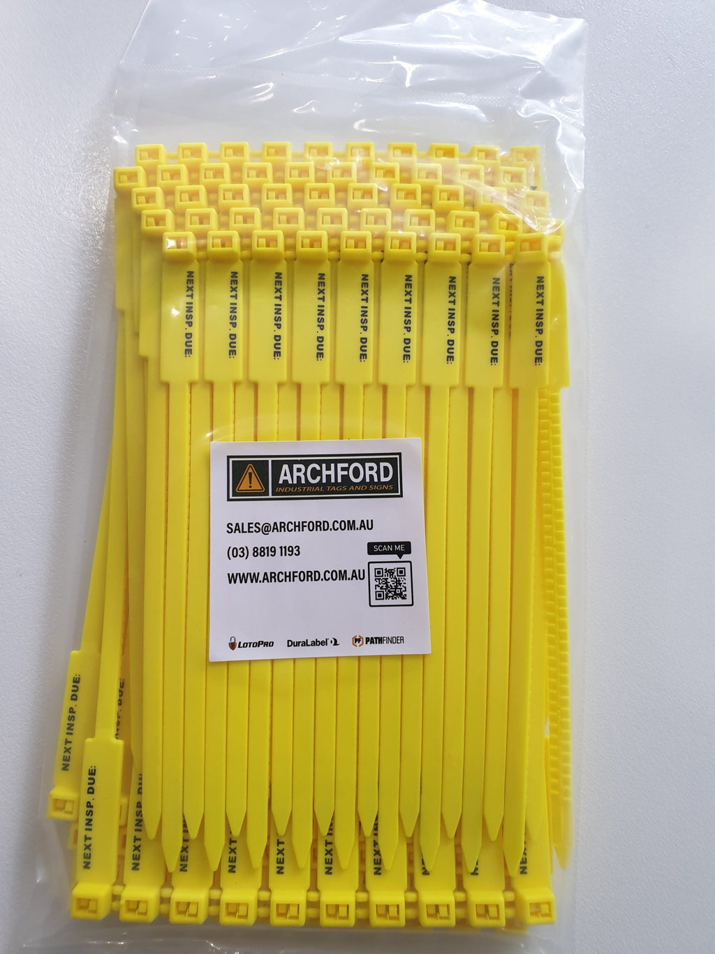 Yellow 175mm Next Inspection Due Inspection Tag | Archford