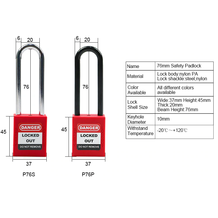 76mm Non-Conductive Lockout Padlock Specifications