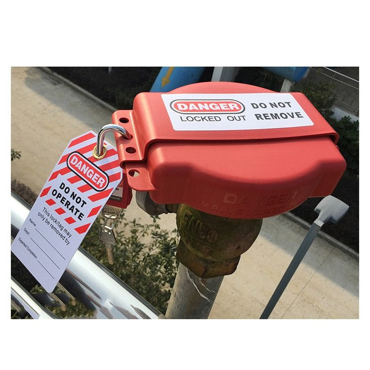 Adjustable Gate Valve Lockout with Safety Padlock and Lockout Tag