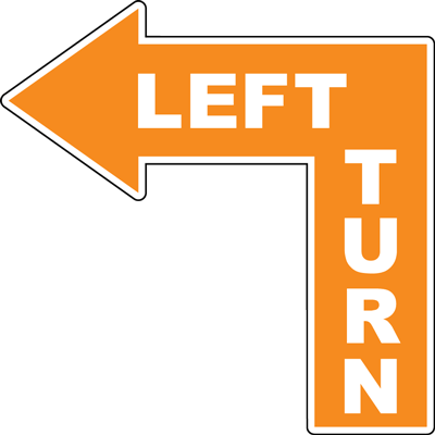 Left Turn Arrow Floor Sign. Safety Signs.