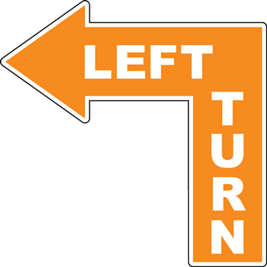 Left Turn Arrow Floor Sign. Safety Signs.