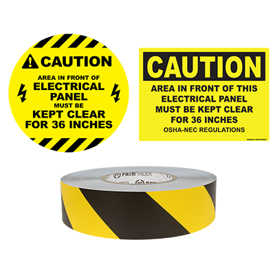 Electrical Panel Clearance Bundle Floor Tape and Safety Sign