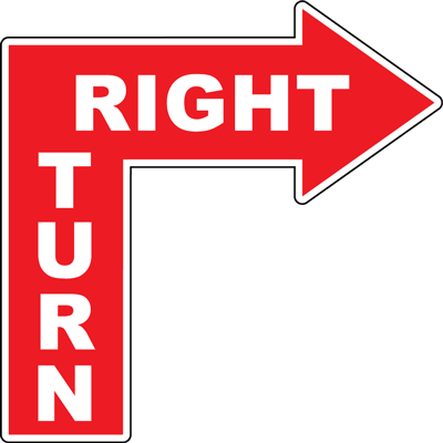 Right Turn Arrow Floor Sign